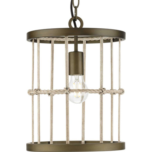 Progress Lattimore P500417 161 1 Light MINI PENDANT in Aged Brass Finish Model: P500417-161