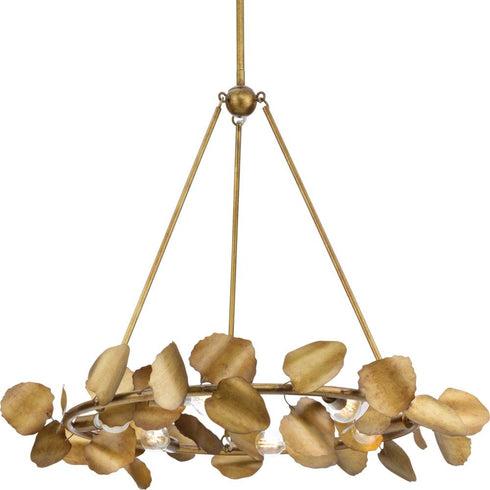 Progress Laurel Collection Six Light in Gilded Silver Transitional Chandelier Model: P400359-176