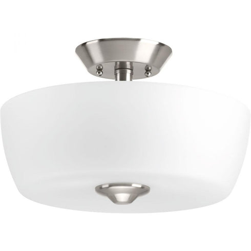 Progress Leap P350060 009 2 100 Watt MED SEMI FLUSH in Brushed Nickel Finish Model: P350060-009