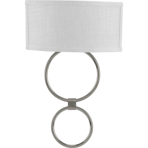 Progress LED Shaded Sconce Collection in Brushed Nickel One Light Circle LED Wall Sconce Model: P710058-009-30
