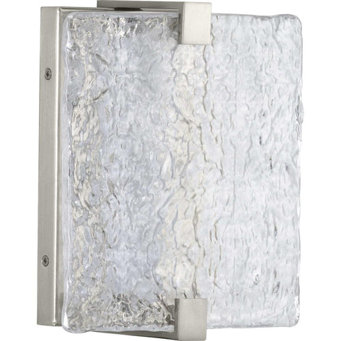 Progress LED Stone Glass Sconce P710080 009 30 1 9.5 Watt LED WALL SCONCE in Brushed Nickel Finish Model: P710080-009-30