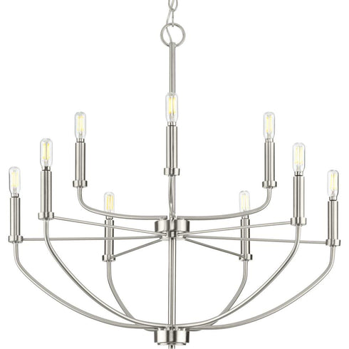 Progress Leyden P400228 009 9 60 Watt CAND CHANDELIER in Brushed Nickel Finish Model: P400228-009