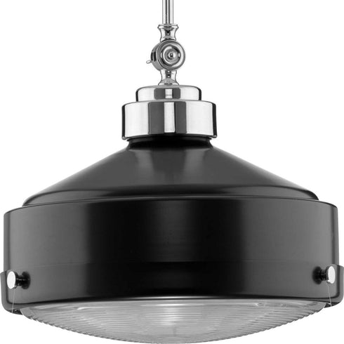 Progress Loftin Collection One Light in Brushed Nickel Clear Patterned Glass Farmhouse Pendant Light Model: P500170-009