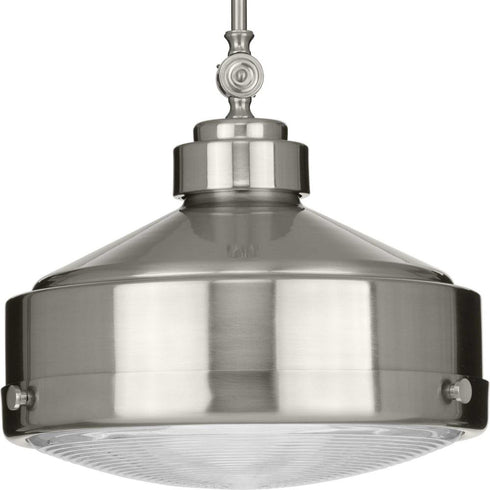 Progress Loftin Collection One Light in Brushed Nickel Clear Patterned Glass Farmhouse Pendant Light Model: P500170-009