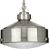 Progress Loftin Collection One Light in Brushed Nickel Clear Patterned Glass Farmhouse Pendant Light Model: P500170-009