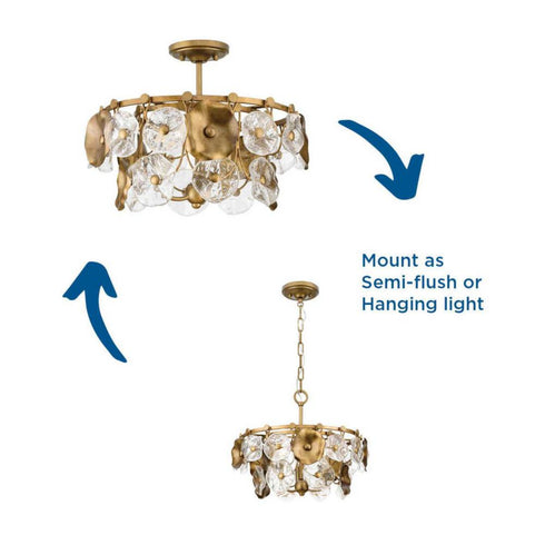 Progress Loretta Collection Three Light in Gold Ombre Transitional Pendant Model: P500442-204