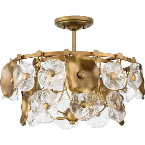 Progress Loretta Collection Three Light in Gold Ombre Transitional Pendant Model: P500442-204