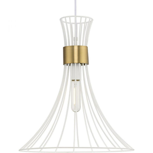 Progress Lorin P500365 028 1 60 Watt MED PENDANT in Satin White Finish Model: P500365-028