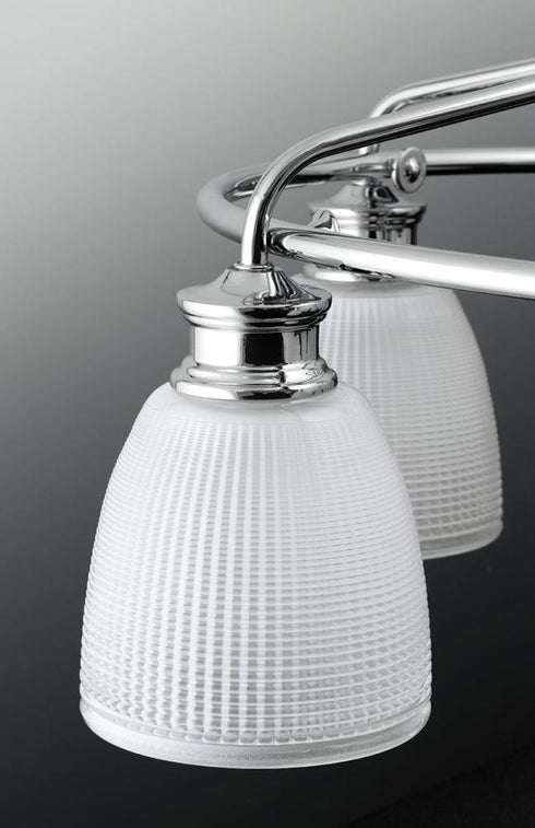 Progress Lucky Collection Four Light in Brushed Nickel White Prismatic Glass Coastal Bath Vanity Light Model: P2118-09