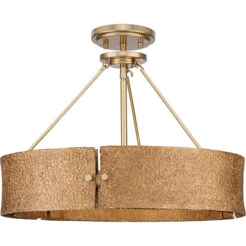 Progress Lusail Collection Four Light in Soft Gold Luxe Industrial Pendant Model: P500437-205