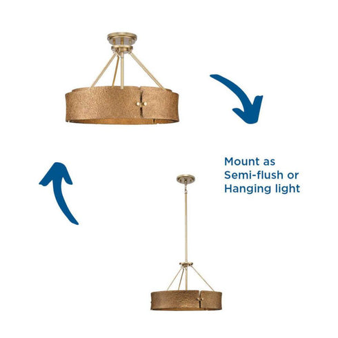 Progress Lusail Collection Four Light in Soft Gold Luxe Industrial Pendant Model: P500437-205