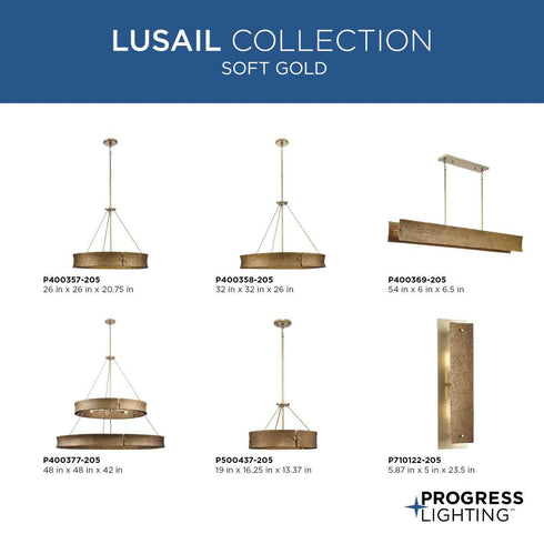 Progress Lusail Collection Four Light in Soft Gold Luxe Industrial Pendant Model: P500437-205