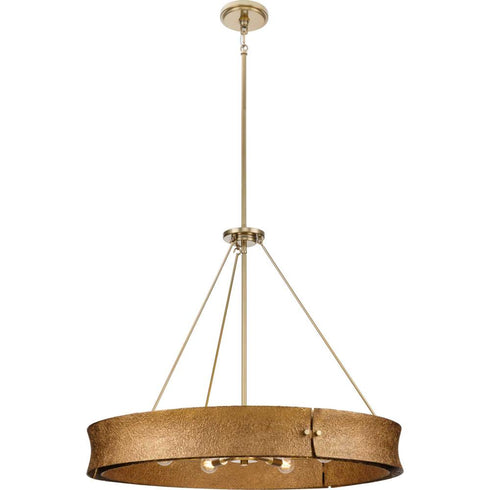 Progress Lusail Collection Six Light in Soft Gold Luxe Industrial Chandelier Model: P400358-205
