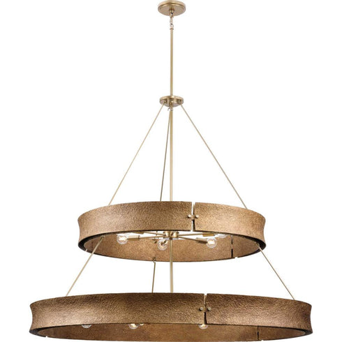 Progress Lusail Collection Thirteen Light in Soft Gold Luxe Industrial Chandelier Model: P400377-205