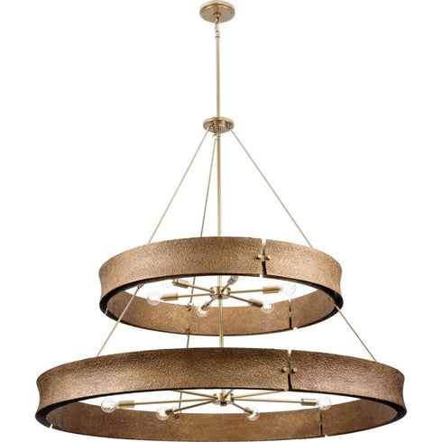 Progress Lusail Collection Thirteen Light in Soft Gold Luxe Industrial Chandelier Model: P400377-205