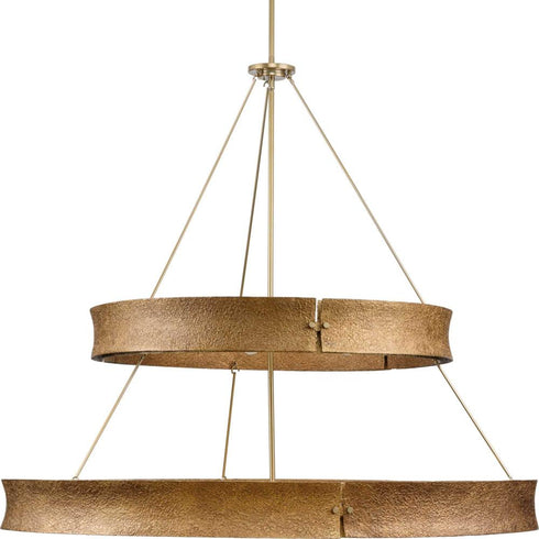 Progress Lusail Collection Thirteen Light in Soft Gold Luxe Industrial Chandelier Model: P400377-205