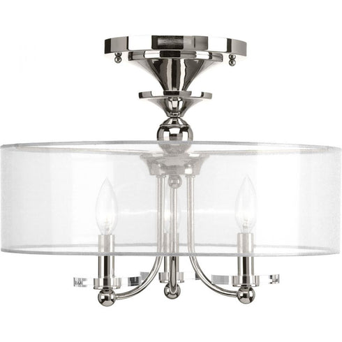 Progress Marche P350029 104 3 60 Watt CAND SEMI FLUSH CONV in Polished Nickel Finish Model: P350029-104