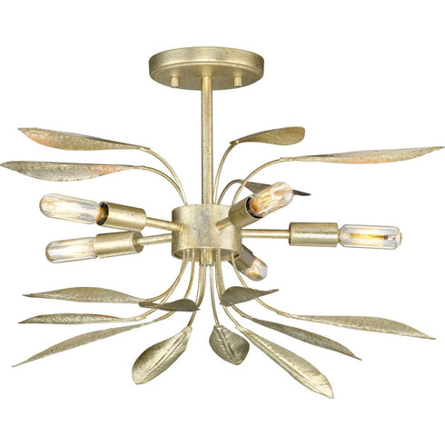 Progress Mariposa P350210 168 5 60 Watt MED SEMI FLUSH CONV in Antique Gold Finish Model: P350210-168