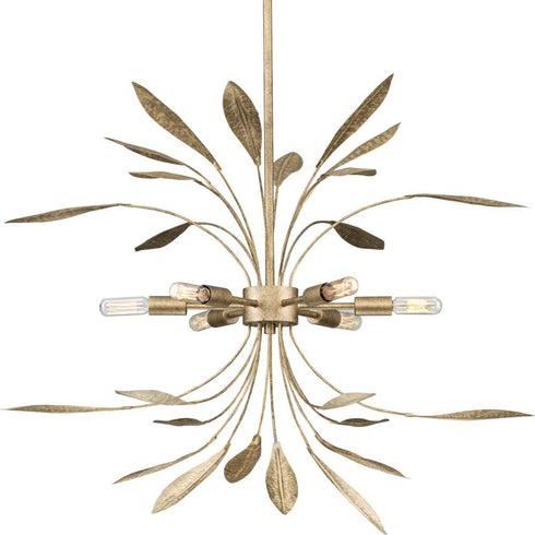 Progress Mariposa P500415 168 6 60 Watt CAND PENDANT in Antique Gold Finish Model: P500415-168