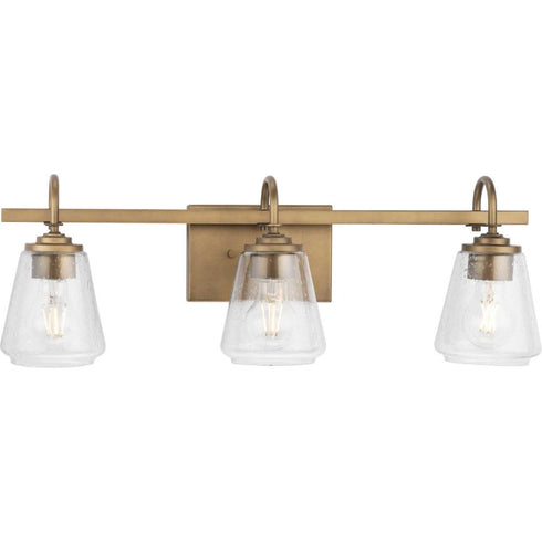 Progress Martenne Collection Three Light in Aged Bronze Modern Farmhouse Vanity Light Model: P300474-196