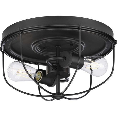 Progress Medal P350195 143 2 60 Watt MED FLUSH MOUNT in Graphite Finish Model: P350195-143