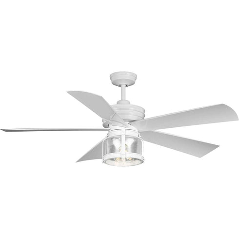 Progress Midvale P250011 028 WB 56 IN 5 BLADE FAN in Satin White Finish Model: P250011-028-WB