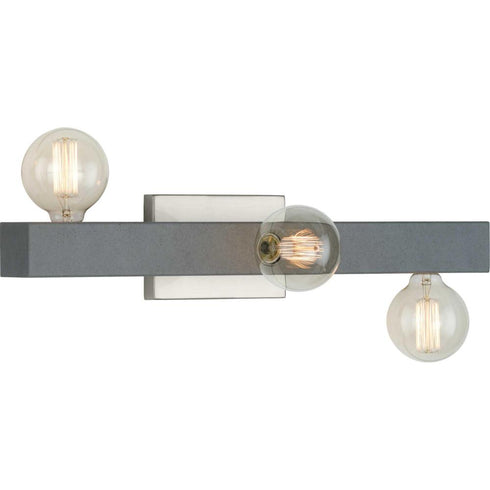 Progress Mill Beam Collection Three Light in Brushed Nickel Industrial Style Bath Vanity Wall Light Model: P300319-009
