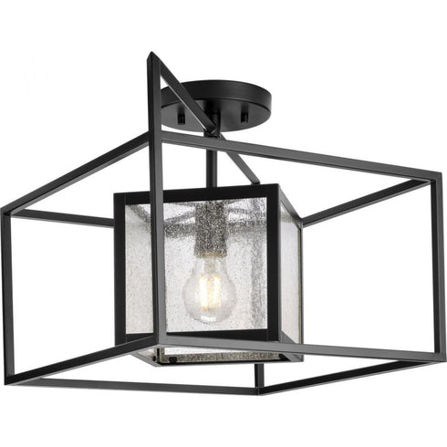 Progress Navarre P350256 31M 1 Light SEMI FLUSH in Matte Black Finish Model: P350256-31M