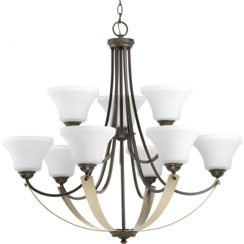 Progress Noma 9 Light P400013 020 9 100 Watt MED CHANDELIER in Antique Bronze Finish Model: P400013-020