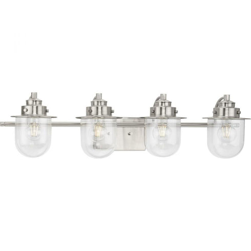 Progress Northlake P300437 009 4 Light BATH in Brushed Nickel Finish Model: P300437-009