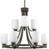 Progress Orbitz Collection Nine Light Two Tier Chandelier in Antique Bronze Finish Model: P4663-20