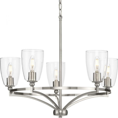 Progress Parkhurst P400296 009 5 60 Watt CAND CHANDELIER in Brushed Nickel Finish Model: P400296-009