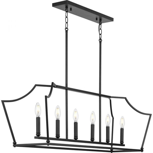 Progress Parkhurst P400300 009 6 60 Watt CAND ISLAND CHANDELIER in Brushed Nickel Finish Model: P400300-009