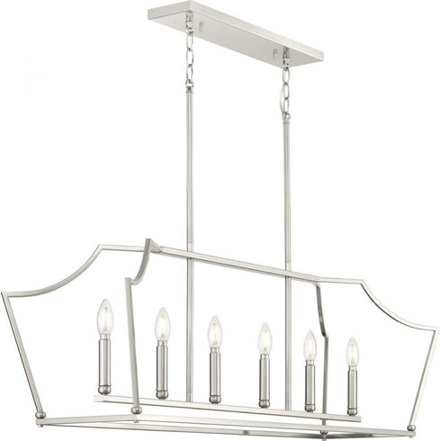 Progress Parkhurst P400300 009 6 60 Watt CAND ISLAND CHANDELIER in Brushed Nickel Finish Model: P400300-009