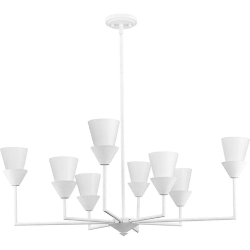 Progress Pinellas Collection 14.37 in. Eight Light in White Plaster Contemporary Chandelier Model: P400373-197