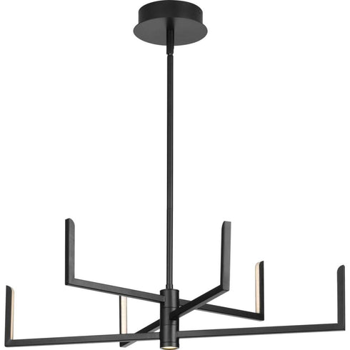 Progress Pivot LED Collection Six Light in Satin White Modern Style Chandelier with Downlight Model: P400260-028-30