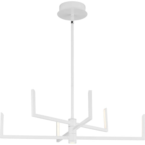 Progress Pivot LED Collection Six Light in Satin White Modern Style Chandelier with Downlight Model: P400260-028-30