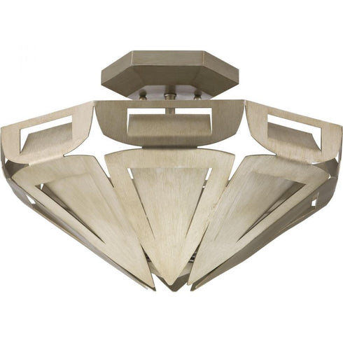 Progress Point Dume™ - Yerba 3 Light P350140 134 3 60 Watt CAND SEMI FLUSH in Silver Ridge Finish Model: P350140-134