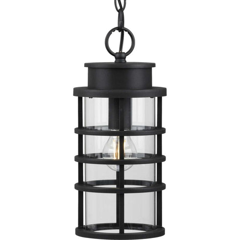Progress Port Royal P550061 031 1 100 Watt MED HANGING LANTERN in Textured Black Finish Model: P550061-031
