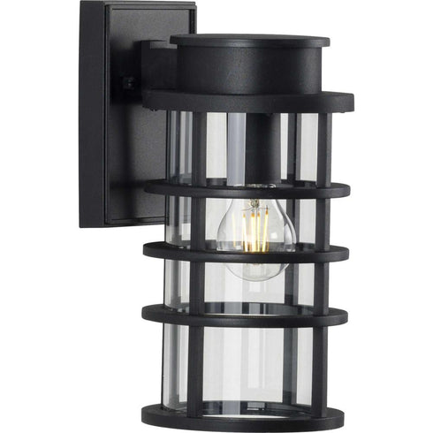 Progress Port Royal P560168 031 1 100 Watt MED WALL LANTERN in Textured Black Finish Model: P560168-031