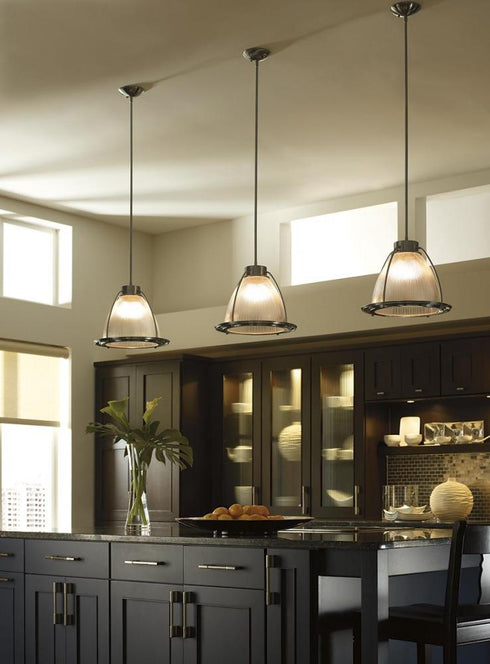 Progress Prismatic Glass P5183 09 1 150 Watt MED STEM MNT PENDANT in Brushed Nickel Finish Model: P5183-09