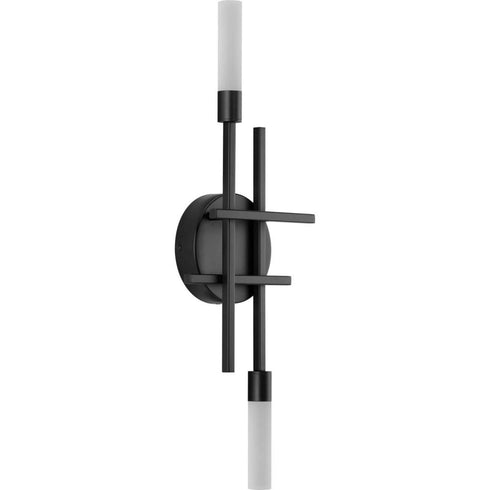 Progress Quadrant LED P710103 031 30 2 Light LED WALL SCONCE in Matte Black Finish Model: P710103-031-30