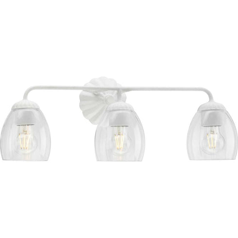 Progress Quillan Collection Three Light in White Plaster Transitional Bath & Vanity Light Model: P300490-197