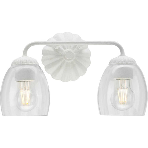 Progress Quillan Collection Two Light in White Plaster Transitional Bath & Vanity Light Model: P300489-197