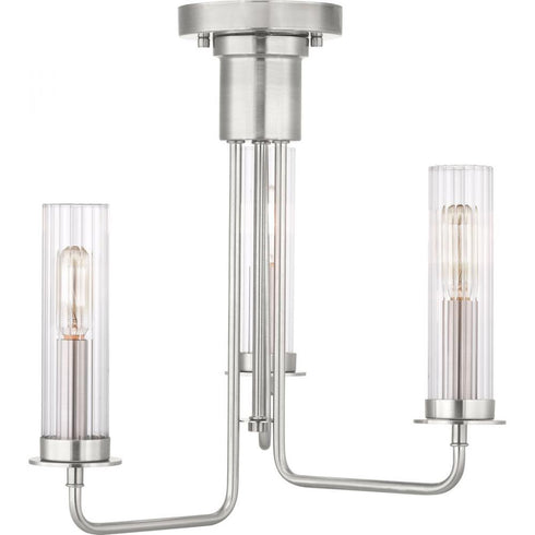Progress Rainey Collection Three Light. Semi Flush Convertible in Brushed Nickel Finish Model: P350122-009