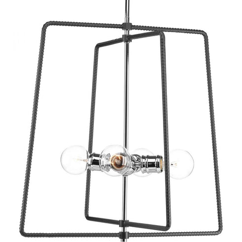 Progress Re-Bar Re Bar Four Light Pendant in Polished Chrome Finish Model: P500120-015