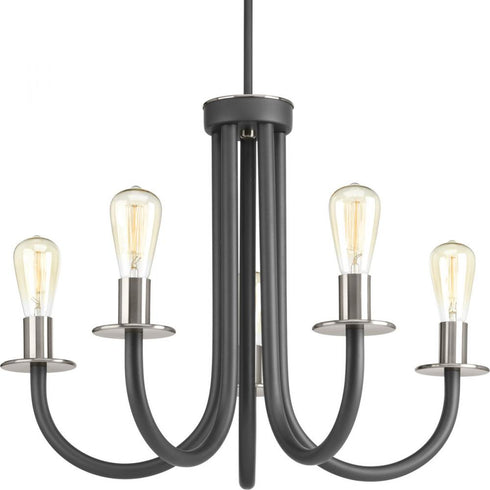 Progress Remix Collection Five light chandelier in Graphite Finish Model: P400051-143