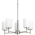 Progress Replay P4319 09 5 100 Watt MED CHANDELIER in Brushed Nickel Finish Model: P4319-09