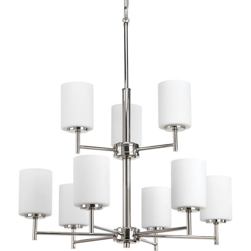 Progress Replay P4726 09 9 100 Watt MED CHANDELIER in Brushed Nickel Finish Model: P4726-09