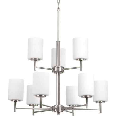 Progress Replay P4726 09 9 100 Watt MED CHANDELIER in Brushed Nickel Finish Model: P4726-09